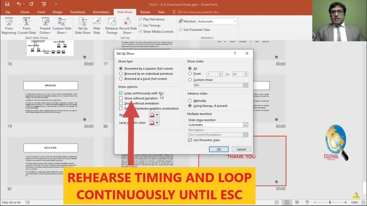 powerpoint presentation loop timing