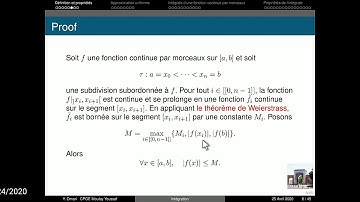 Intégration des fonctions Continues par Morceaux (MPSI)