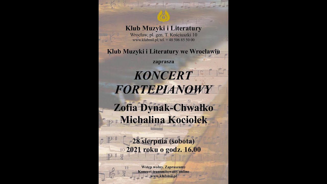 Koncert fortepianowy Z. DynakChwałko oraz M. Kociołek YouTube