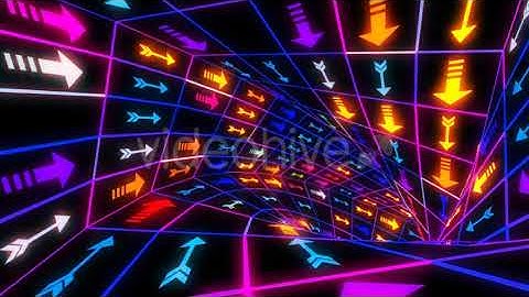 Arrows Colorful Neon Tunnel | Motion Graphics - Envato elements