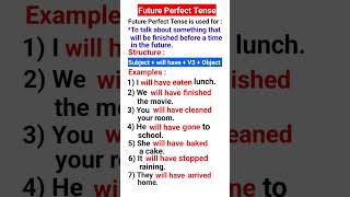 Future Perfect Tense |Structure With Examples |#shorts #english #shortsfeed #youtubeshorts #viral