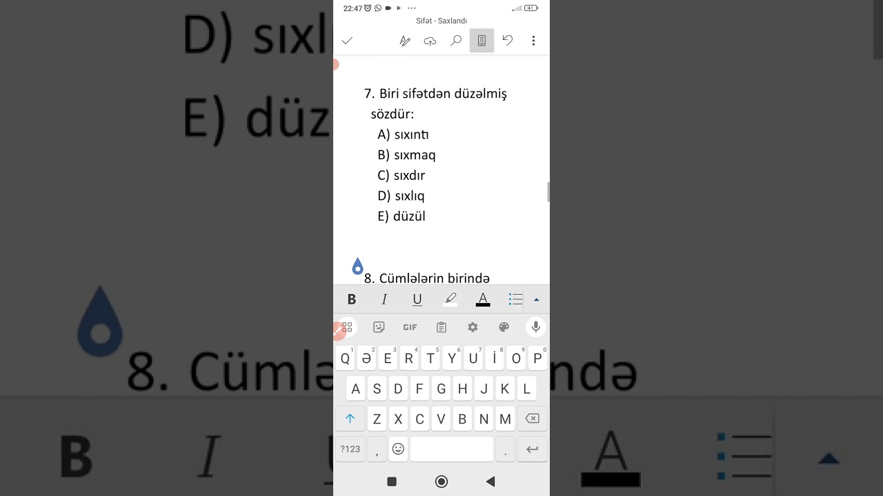 Sifət mövzusundan sınaq: İbtidai Azərbaycan dili MİQ və Sertifikasiya 2024