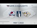 NHL Game 3 Highlights | Avalanche vs. Predators - May 7, 2022