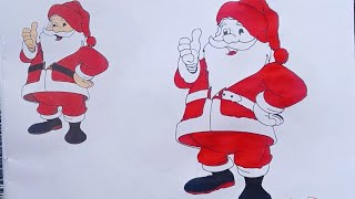 How to coloring Santa Claus drawing for kids, Toddlers, painting, drawing