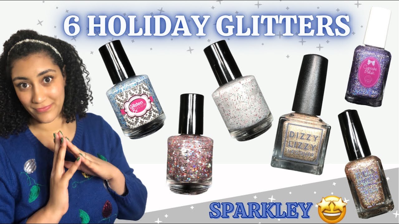 6 Holiday Glitter Polishes│ Collab with ThreeSixtyNails│ Live Swatches and Review │Polish with Rae