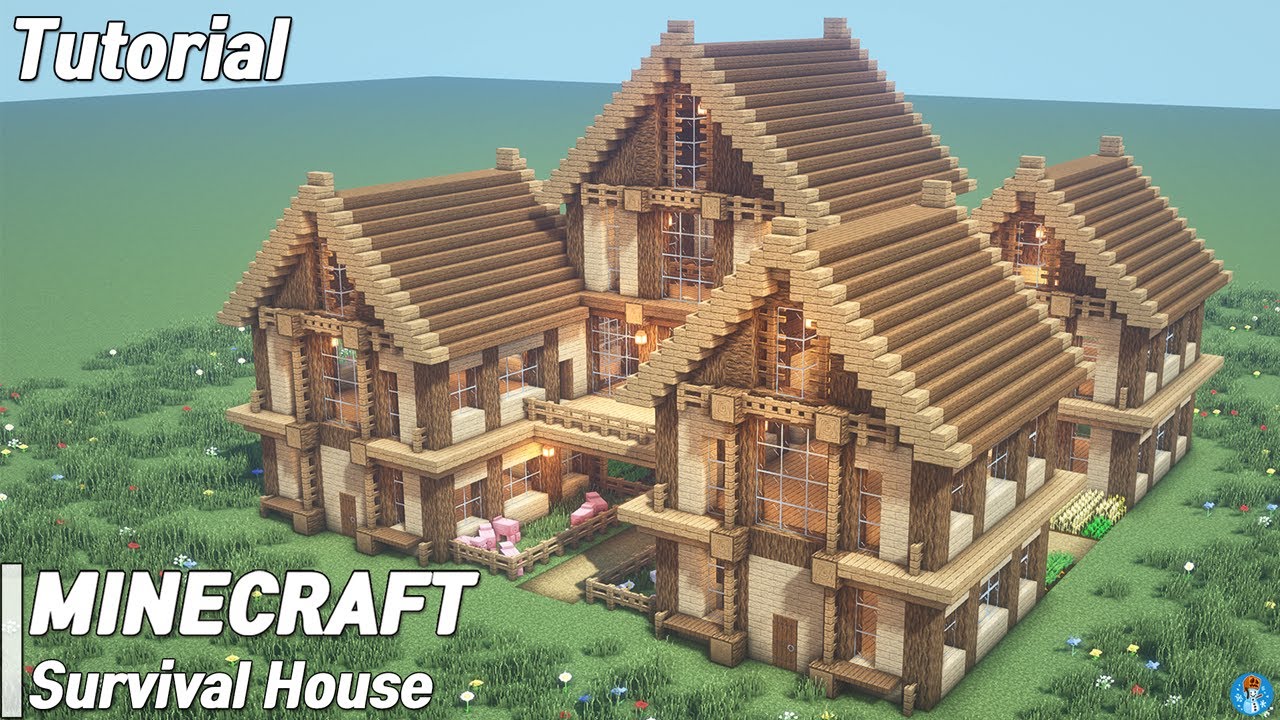 Easy Minecraft: Large Oak House Tutorial - How to Build a Survival House in  Minecraft #33 - …