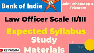 Bank of India || Law Officer Scale II & III 2024-25 || Expected Syllabus||Professional Knowledge Law