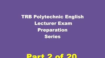 TRB Polytechnic English Lecturer Exam Preparation Series Video 2 of 20
