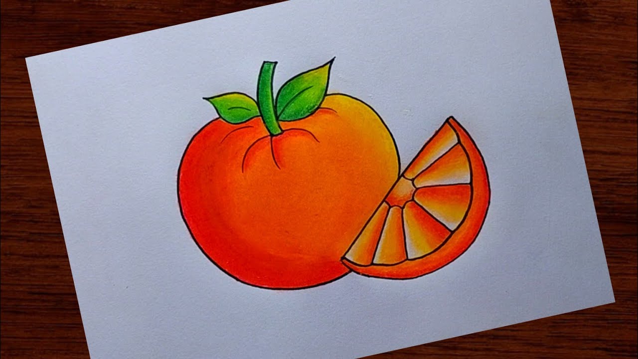 How to draw Orange🍊easy steps| Easy orange drawing 🍊🍊| Orange Fruits drawing