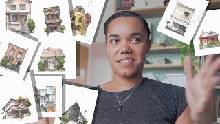 I Spent a Whole Day Drawing Tiny Houses!! · My Process From Start To Finish