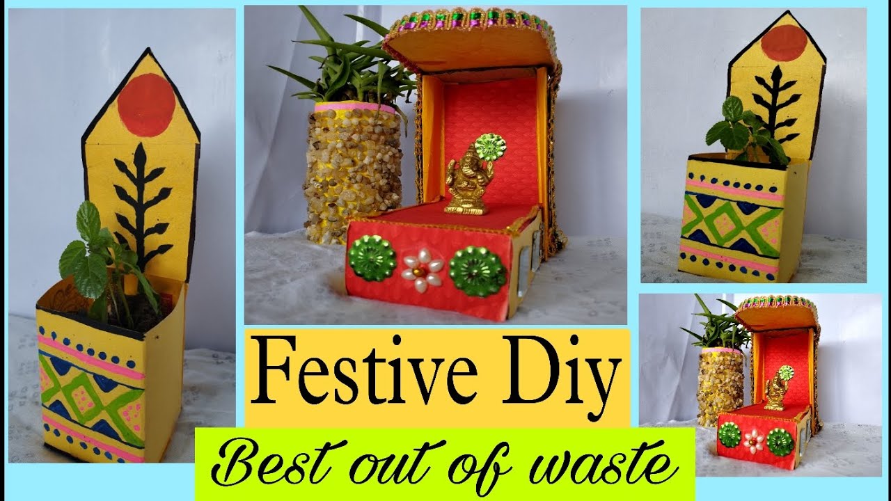 DIY Festive decoration and Tulsi plant craft ideas from waste material