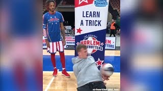 Harlem Globetrotter gets SCHOOLED by a basketball freestyler! screenshot 4