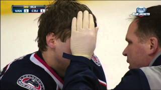 Henrik Sedin spears Sergei Bobrovsky in the eye
