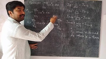 Evaluation of integration of cot^ n x dx  from π/4 to π /2