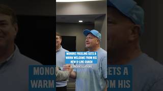 Monroe Freeling meets O-line coach Joe Gilbert #carolinapanthers
