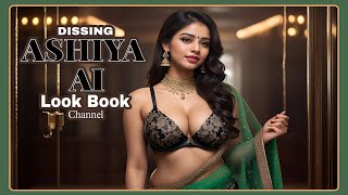 4K Ashiya Ai Lookbook - 🌹 | Enigmatic Elegance: A Green Sari Affair | Indian In Seductive Embroidery