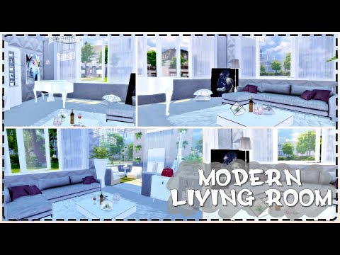Modern Living Room | The Sims 4 | Speed Build + Tour + Download - YouTube