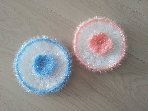 코바늘 비누받침 꽃 수세미 뜨기 / crochet scrubby