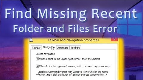 Find missing recent folders and files shortcut links Error