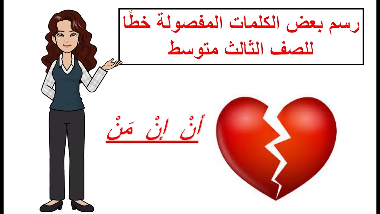 درس رسم بعض الكلمات المفصولة خطًا للصف الثالث متوسط