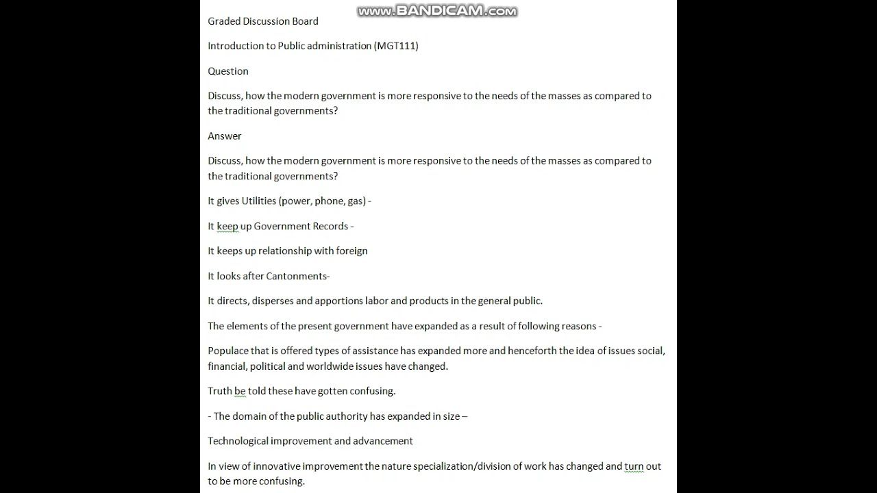 MGT111 - Introduction to Public Administration GDB 01 SP21