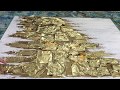 Making of- Gold Leaf Acrylic Painting, Abstract Palette knife Speed painting by Nikki Chauhan