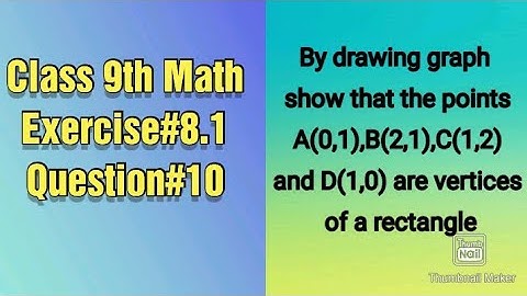 By drawing graph show that the points A(0,1),B(1,2),C(2,1) and D(1,0) are the vertices of rectangle.