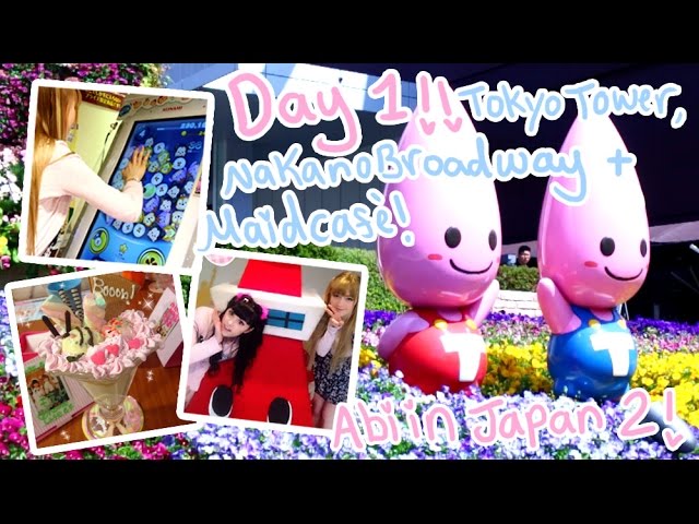 TSUM TSUM ARCADE GAME?!? | Day 1 - Tokyo Tower, Nakano Broadway, Maid Café | Abipop in Japan 2015 ♡