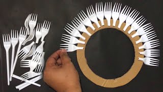 Beautiful Wall Hanging Craft Using Plastic Fork | Paper Craft For Home Decor