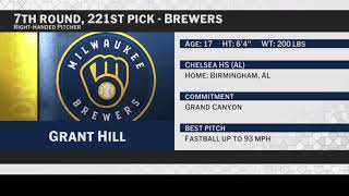 Milwaukee Brewers Select Grant Hill with No. 221 Pick in 2026 MLB Draft