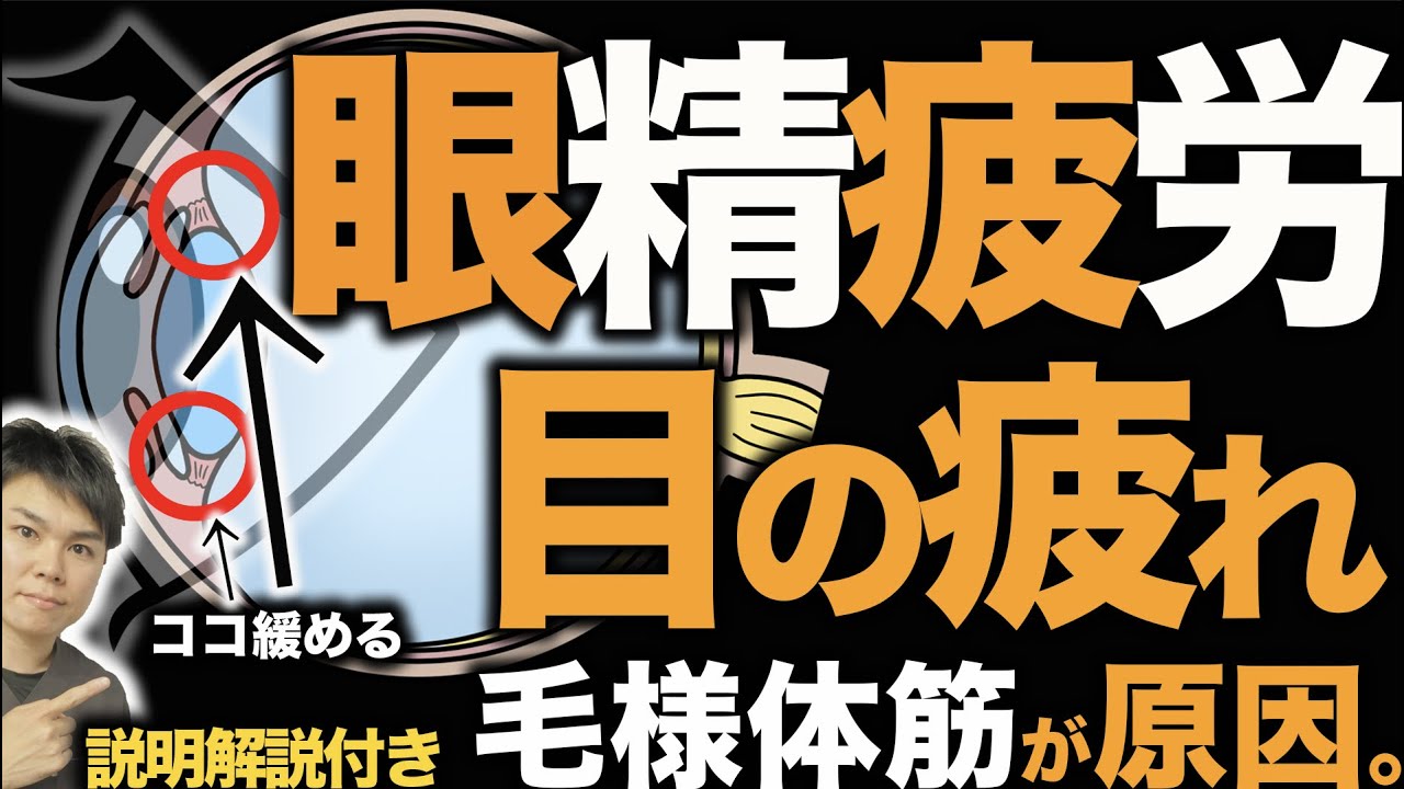 【眼精疲労・目の疲れ】「毛様体筋」が目の疲労を生む！頭痛にも効果抜群のツボ押しマッサージ&筋弛緩法を公開！