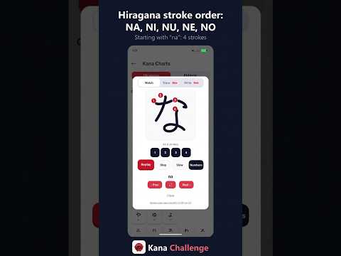 Animated stroke order for な に ぬ ね の