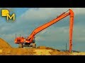 BIG HITACHI ZAXIS 600 LONG REACH EXCAVATOR DREDGING WITH LONG BOOM SPREADING SAND DREAM MACHINES