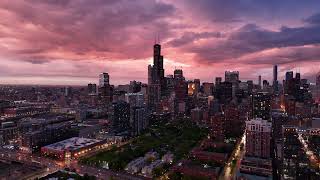 Purple Haze: Electrifying Drone Footage of Chicago Storms and Sunset