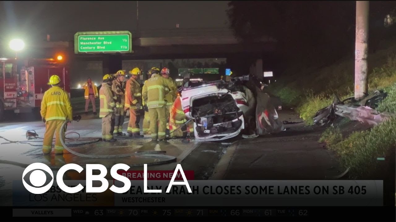 Deadly crash shuts down lanes on the southbound 405 Freeway in ...