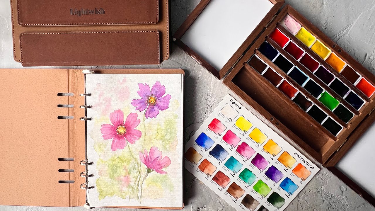 Lightwish Walnut Wood Watercolor Set & Sketchbook | Unboxing, Swatches & Review