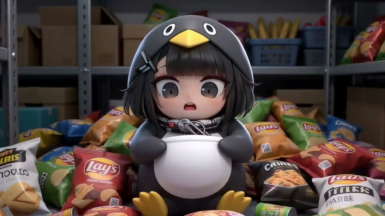 おやつを盗み食いする子ペンギン 🤫🍩The little penguin sneaking