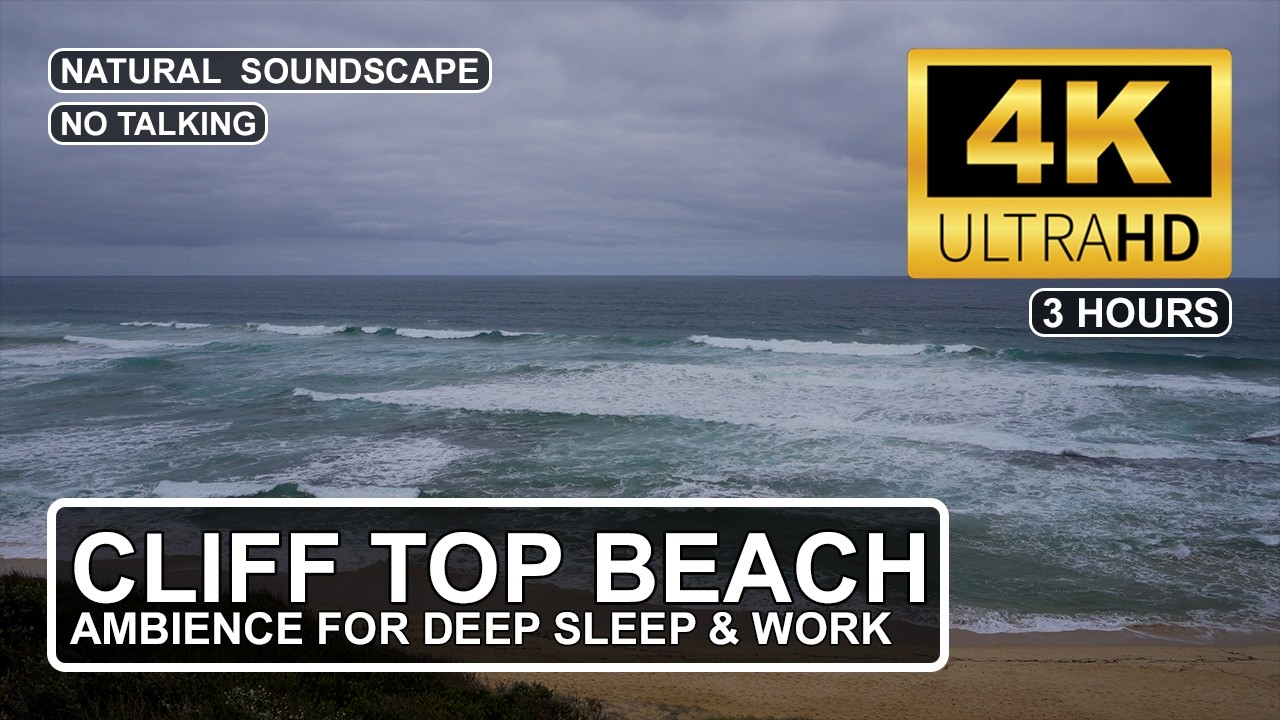 3 Hours Cliff Top Beach Waves | | Relaxing Natural ASMR Ocean Sounds ...