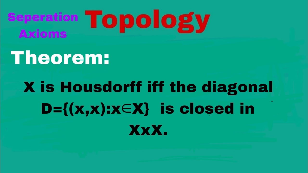 Show that a topological space X is Housdorff iff D={(x, x), x∈X} is closed inXxX