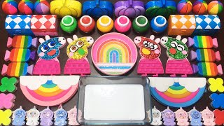 PEPPA PIG SLIME & RAINBOW ! Mixing Random Things Into GLOSSY Slime !