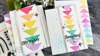 Stamped Rainbow Flying Geese: Birthday and Thank You cards!