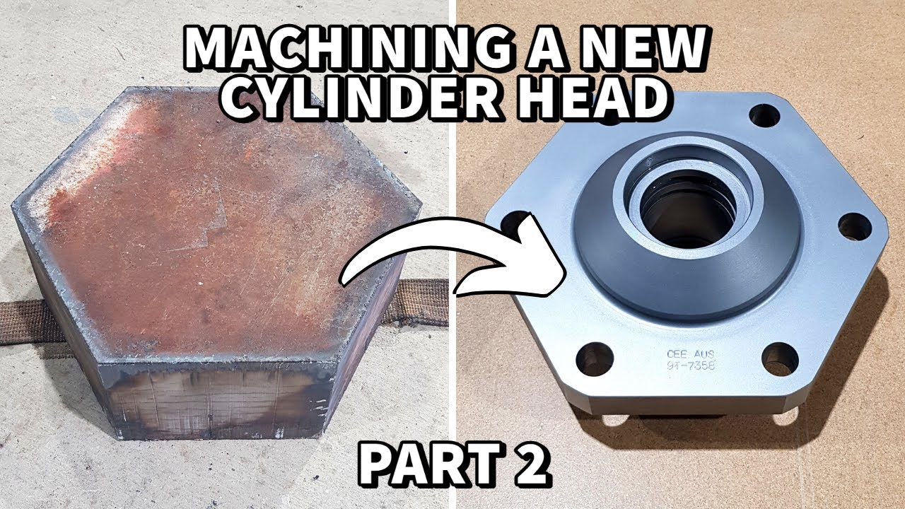 Machining a new Hydraulic Cylinder Head for CAT 651 Tractor Scraper Part 2 YouTube
