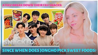 ATEEZ(에이티즈) Break Down Their Favorite Snacks | Snackeds - REACTION!