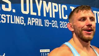Kyle Dake chokes up discussing his father's passing and qualifying for the Olympics again.