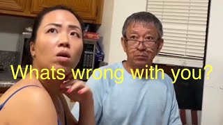 Asking wife if she ever contacted her ex to see her hilarious reaction. Credit Tiktok @moontellthat.