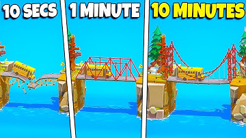 10 second, 1 minute and 10 minute bridge builds in Poly Bridge 3!