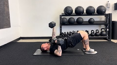 Glute Bridge Alternating Dumbbell Floor Press