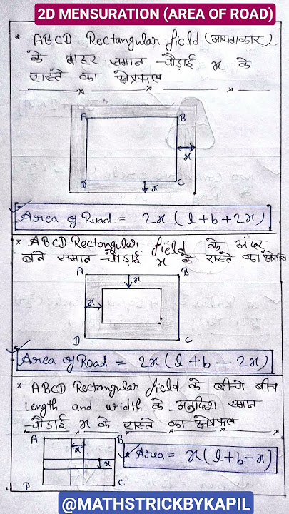 Rectangular Field Road Area Tricks🔥2D MENSURATION🔥Important Concept✅SSC CGL Railway Govt Exams#maths