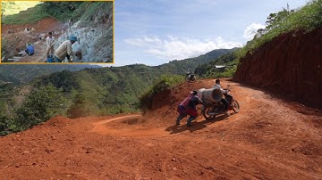 Cầu Cáng Dào (T127)| Căng vận chuyển cống tròn bằng xe máy - bắt đầu nhồi bột nở vách đá chờ kết quả