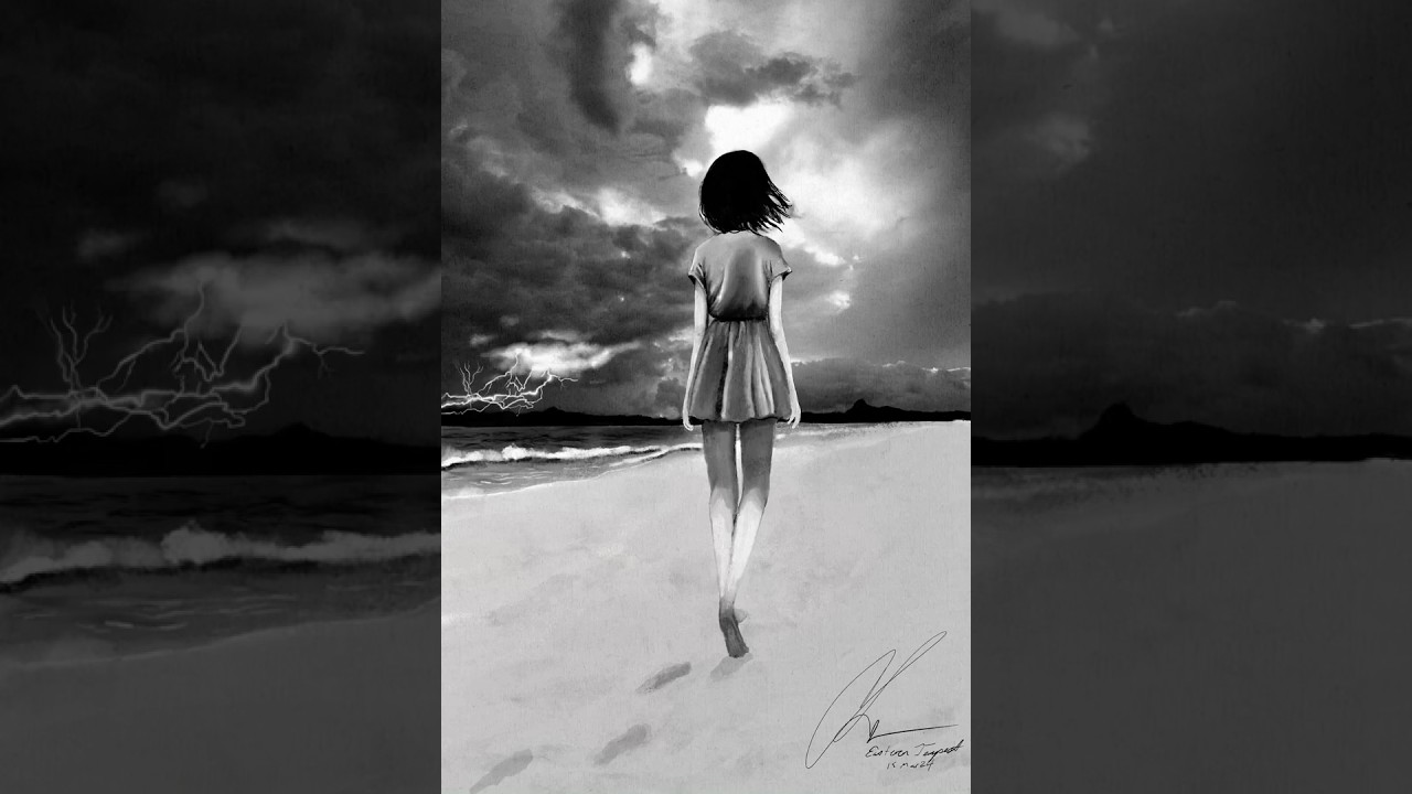 Eastern Tempest #beach #storm #digitalart #process #timelaspe #ocean #dream #girl #original #clouds